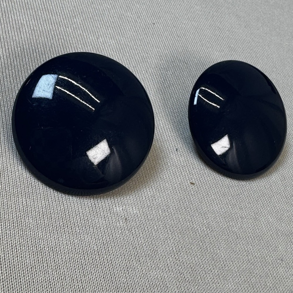 Vintage Navy Plastic Round‎ Earrings - Lightweight